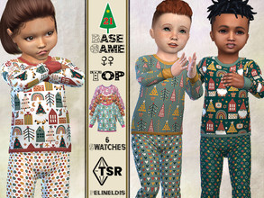 Sims 4 — Christmas Pajamas Top by Pelineldis — A cool and Christmas-related pajamas top for toddler boys and girls in six