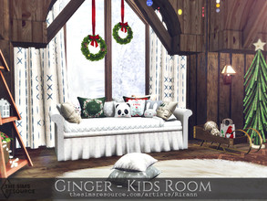 Sims 4 — Ginger - Kids Room - TSR CC Only by Rirann — Ginger is a cozy Christmas kids room in brown, white and red colors