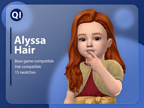 Sims 4 — Alyssa Hair by qicc — A long wavy hairstyle with a side part. - Maxis Match - Base game compatible - Hat