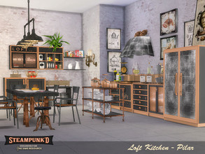 Sims 4 — Steampunked Loft Kitchen 1 by Pilar — Fusion of an old style with a current point