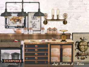 Sims 4 — Steampunked Loft Kitchen 2 by Pilar — Fusion of an old style with a current point
