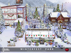 Sims 4 — Winterfest park - no cc by melapples — a Winterfest themed park. it has a ice rink, a glass building that is a