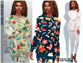 Sims 4 — Women's New Year's pajamas by Sims_House — Women's New Year's pajamas 10 color options. Women's New Year's