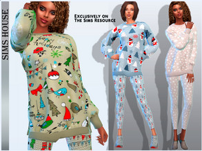 Sims 4 — Women's Christmas leggings by Sims_House — Women's Christmas leggings 16 color options. Women's New Year's