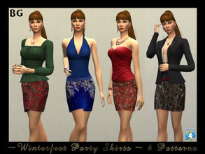 Sims 4 — Winterfest Party Skirts by QTBrniis — Glitter skirts in patterns and colors suitable for Winterfest and New