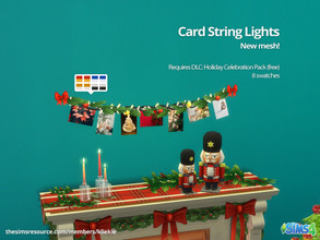 Sims 4 — Card String Lights by kliekie — String of lights with Christmas ornaments and cards. Comes in 4 colors, but 8