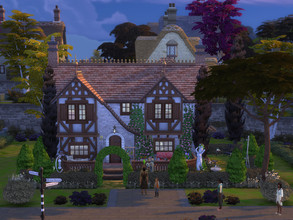 Sims 4 — Medieval Christmas Cottage no CC by sgK452 — On small grounds, charming medieval style house for families with a