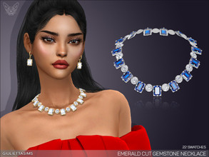Sims 4 — Emerald Cut Gemstone Necklace by feyona — Emerald Cut Gemstone Necklace comes in 3 colors of metal (yellow gold,