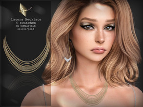 Sims 4 — Layers Necklace by AurumMusik — New necklace with many chains in 3 gold and silver colours by Aurum for TS4