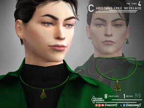 Sims 4 — Christmas Tree Necklace  by Mazero5 — The tree of holiday season design for Necklace Male 8 Swatches All Lods 