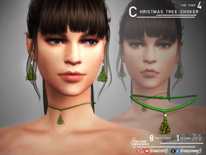 Sims 4 — Christmas Tree Choker by Mazero5 — Simple choker design with the tree of Holiday season Female 8 Swatches All