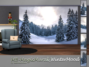 Sims 4 — MB-MagicMural_WinterMood by matomibotaki — MB-MagicMural_WinterMood Atmospheric wall mural with a snowy winter