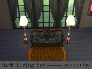 Sims 4 — Dark Living - Sofa Long by Psychachu — Dark Living Set - Long Sofa (3-seater). Coming at you in four gorgeous