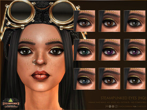 Sims 4 — Steampunked Eyes (HQ) by Caroll912 — A 9-swatch set of clock eye contact lenses in steampunk palette of colours