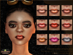 Sims 4 — Steampunked Lipstick (HQ) by Caroll912 — A 9-swatch metallic lipstick steampunk palette of colours - brown,