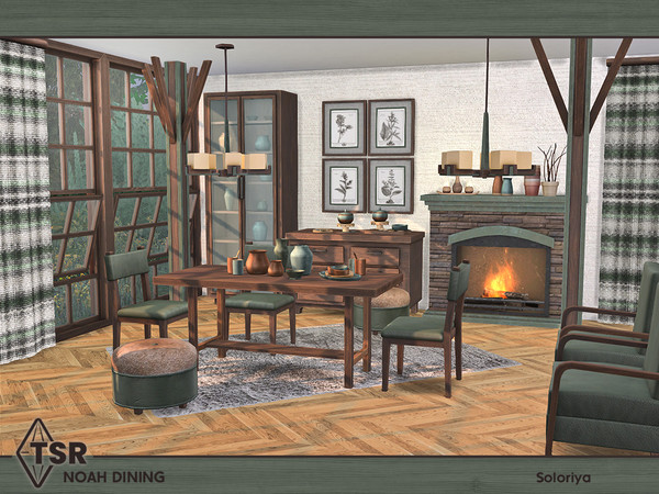 Sims 4 — Noah Dining by soloriya — Modern dining room. Includes 10 objects: --three ceiling lights, --chair, --column,