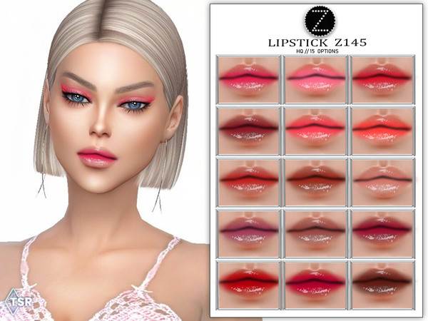 Sims 4 — LIPSTICK Z145 by ZENX — -Base Game -All Age -For Female -15 colors -Works with all of skins -Compatible with HQ