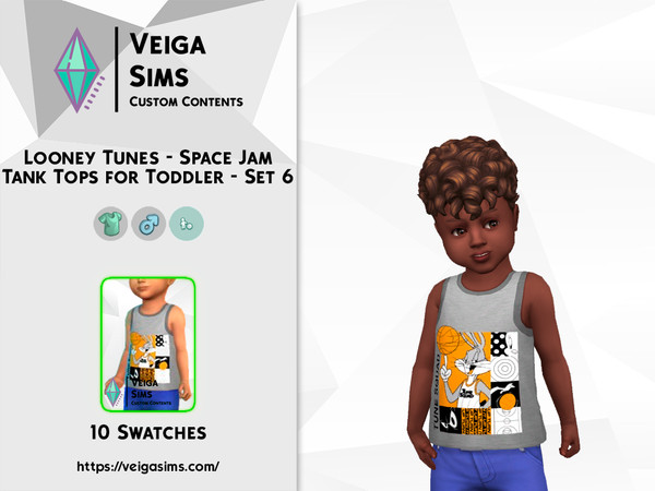 Sims 4 — Looney Tunes - Space Jam Tank Tops for Toddler - Set 6 by David_Mtv2 — Available in 10 swatches for toddler