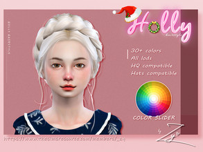 Sims 4 — Christmas Holly Hairstyle for kids by _zy — 28+ colors All lods HQ compatible Hats compatible color slider