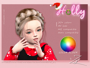 Sims 4 — Christmas Holly Hairstyle for toddlers by _zy — 28+ colors All lods HQ compatible Hats compatible color slider
