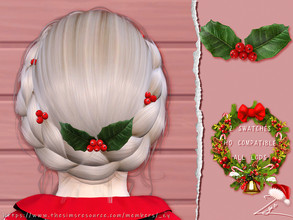 Sims 4 — Holly Hairpins for toddler by _zy — 2 colors All lods HQ compatible