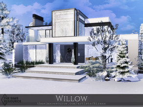 Sims 4 — Willow - TSR CC Only by Rirann — Willow is a contemporary Christmas home in white and grey colors with the use