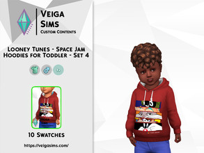 Sims 4 — Looney Tunes Space Jam Hoodies for Toddler - Set 4 by David_Mtv2 — Available in 10 swatches for toddler only. -