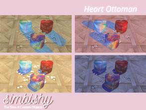 Sims 4 — Heart Ottoman by simbishy — This is a see-through heart-shaped ottoman in 3 patterns - classic red, dark
