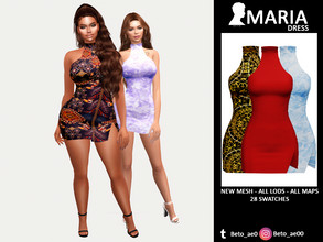 Sims 4 —  Maria (Dress) by Beto_ae0 — Dressed in solid colors and prints, I hope you like it - 28 colors -