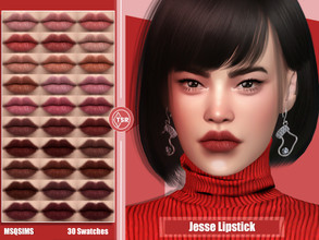 Sims 4 — Jesse Lipstick by MSQSIMS — This Lipstick is available in 30 Swatches for light-dark skintones. It is suitable