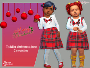 Sims 4 — Toddler christmas dress by LYLLYAN — Toddler dress in 2 swatches