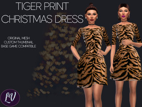 Sims 4 — TIGER PRINT CHRISTMAS DRESS  by linavees — Original Mesh Custom thumbnail Base game compatible Happy simming!