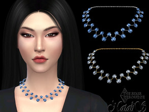 Sims 4 — Crystal mesh 2 row necklace by Natalis — Crystal mesh 2 row necklace. 6 crystal color options. Female
