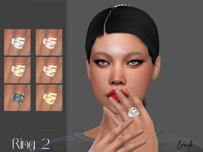 Sims 4 — Ring_2 by LVNDRCC — Heavy, detailed ring with wavy pattern, with polished shiny finish in silver, old and yellow