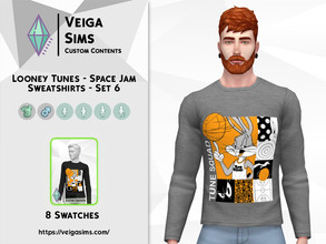 Sims 4 — Looney Tunes - Space Jam Sweatshirt - Set 6 by David_Mtv2 — Available in 8 swatches for child only. - black; -