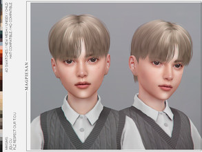 Sims 4 — Jeju Hair for Child by magpiesan — K style short haircuts in 40 colors for Child. HQ compatible and hat chops