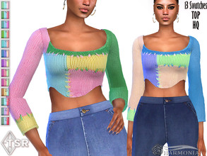 Sims 4 — Patchwork Knit Corset Top by Harmonia — New Mesh All Lods 13 Swatches Please do not use my textures. Please do