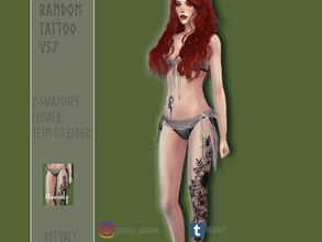 Sims 4 — Random Tattoo V57 by Reevaly — 2 Swatches. Teen to Elder. Female. Base Game compatible. Please do not reupload.