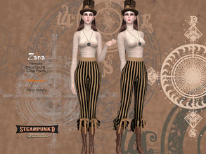 Sims 4 — Steampunked - ZANA - Female Pants by Helsoseira — Style : Steampunk ruffle bow cropped pants Name : ZANA Sub