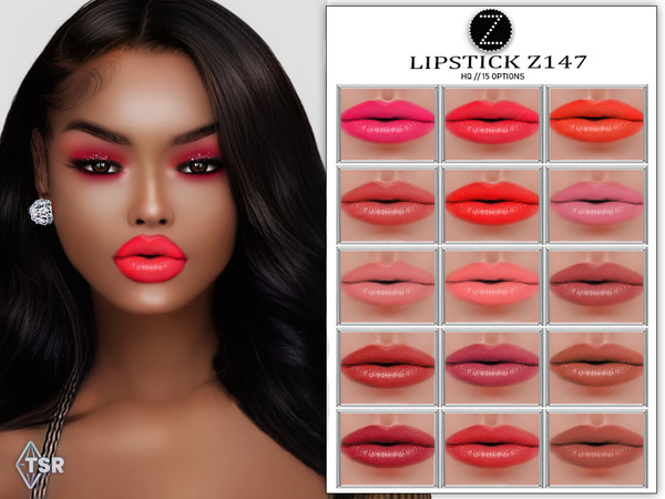 Sims 4 — LIPSTICK Z147 by ZENX — -Base Game -All Age -For Female -15 colors -Works with all of skins -Compatible with HQ