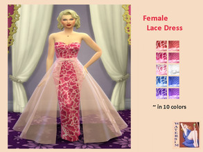 Sims 4 — ws Female Lace Dress with Bow - RC by watersim44 — Female Lace Dress with Bow recolor. I love the look, for