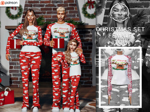 Sims 4 — [PATREON] Christmas PJ Collection - FEMALE (Top) by Camuflaje — * New mesh * Compatible with the base game * HQ