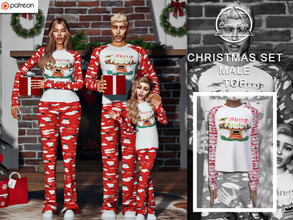 Sims 4 — [PATREON] Christmas PJ Collection - MALE (Top) by Camuflaje — * New mesh * Compatible with the base game * HQ *
