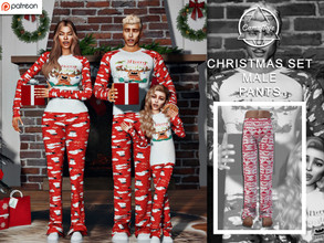 Sims 4 — [PATREON] Christmas PJ Collection - MALE (Pants) by Camuflaje — * New mesh * Compatible with the base game * HQ