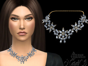 Sims 4 — Winter snowflakes necklace by Natalis — Winter snowflakes necklace. 3 crystal shadows. 2 metal colors. Female