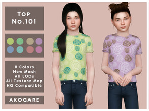 Sims 4 — Top No.101 by _Akogare_ — Akogare Top No.101 - 8 Colors - New Mesh (All LODs) - All Texture Maps - HQ Compatible