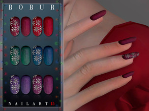 Sims 4 — Nails 15 by Bobur2 — Holiday Matte Nails with Silver Snowflakes 16 Colors HQ Compatible Hope you like it you can