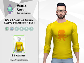 Sims 4 — BG's T-Shirts as Sweatshirts w Pulled Sleeve - Set 1 by David_Mtv2 — Available for teen to elder in 8 swatches.