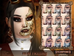Sims 4 — Steampunked - Silas Facemask by MSQSIMS — This Steampunk Facemask is available in 12 Swatches. It is suitable