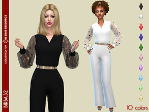 Sims 4 — Stars Jumpsuit by Birba32 — A jumpsuit with transparent sleeves to be the star of the new year. 